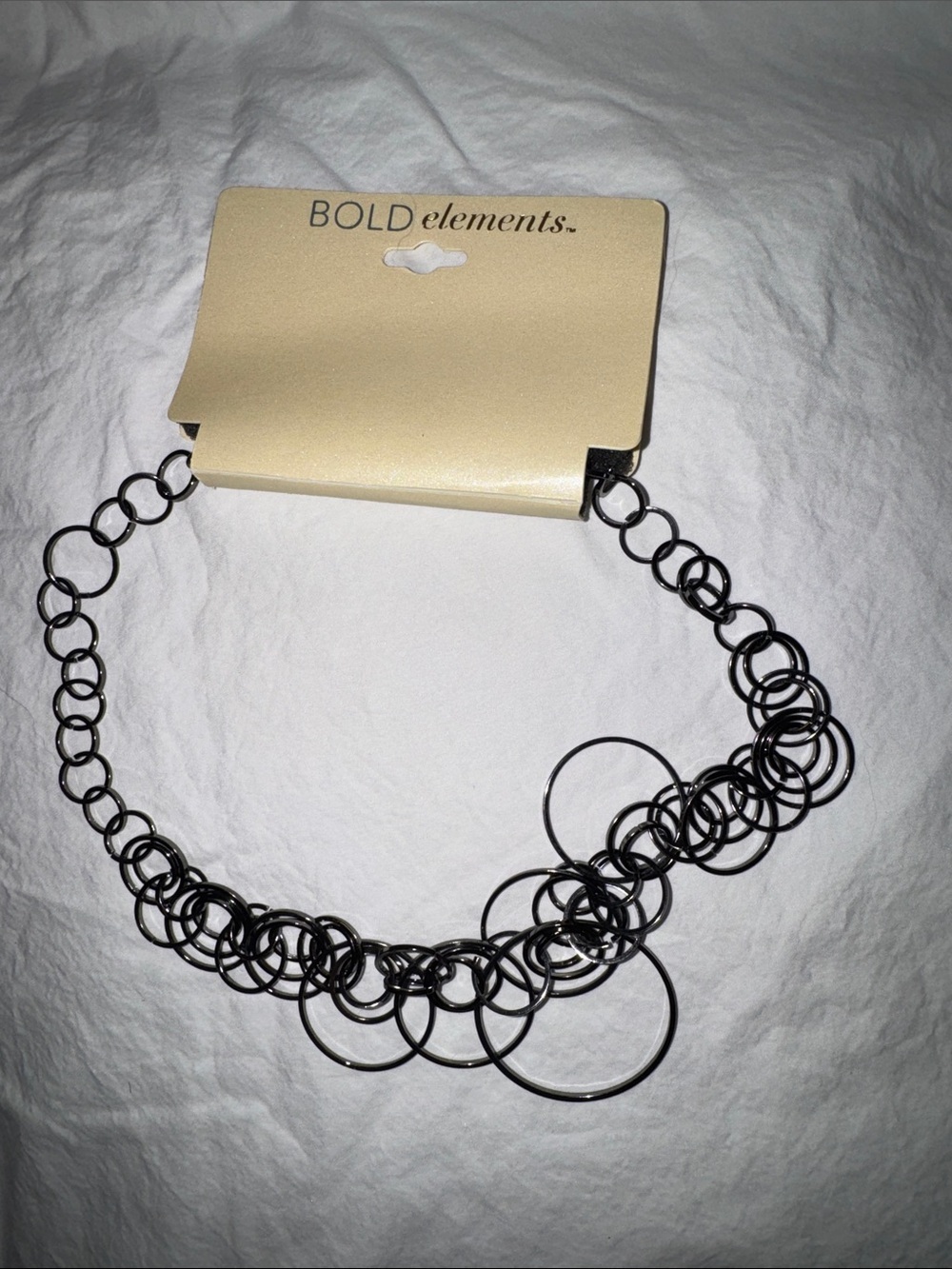 BOLD elements Black Hemtite Layered Ring Necklace